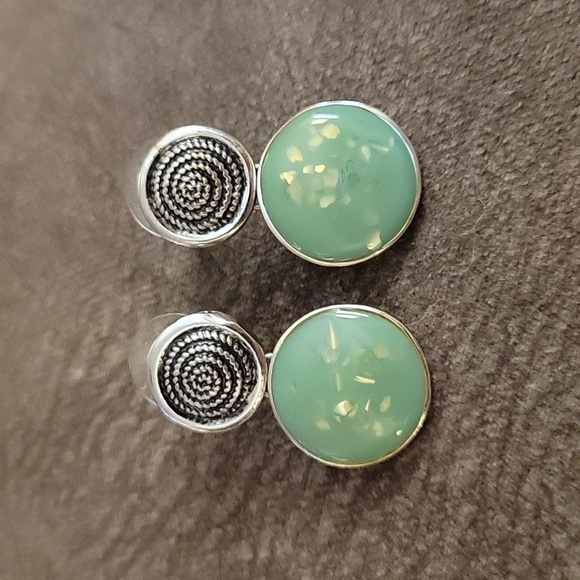 VTG HOWARD'S Space Age Nebula Enamel Circle Swirl Dangle Post Earrings - Picture 2 of 6